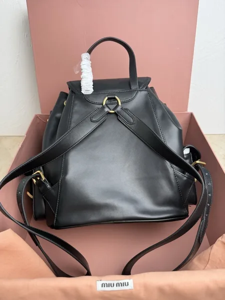 Miu Miu Large Backpack in Black Calfskin product view 8