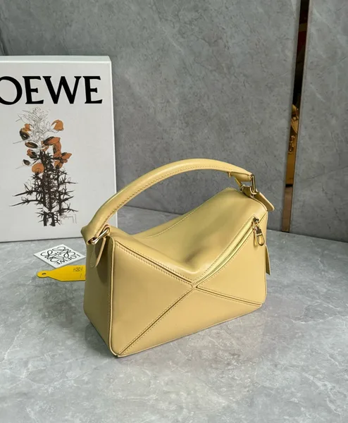 Loewe Featherlight Puzzle Small Bag in Dark Butter Nappa Lambskin product view 2