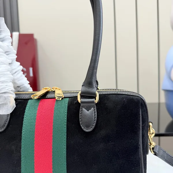Gucci Borsetto Medium Boston Bag — Black Suede product view 10