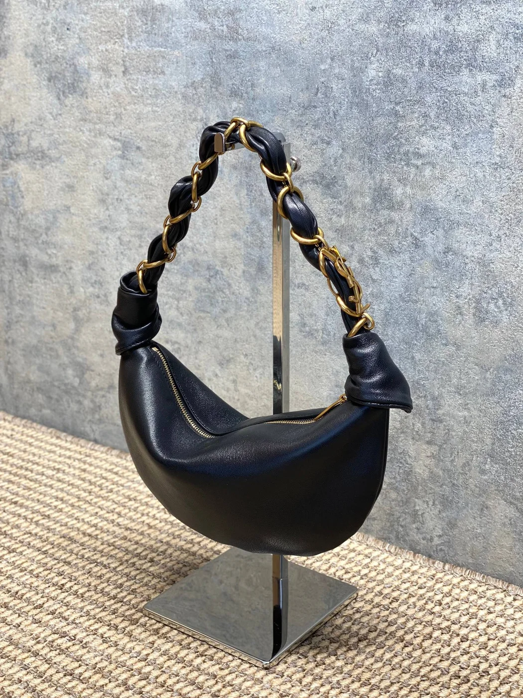 Saint Laurent Amalia Mini Hobo Bag — Black product view 2