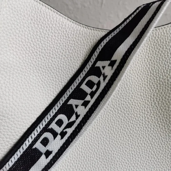 Prada Hobo Bag in White Grained Leather product view 8