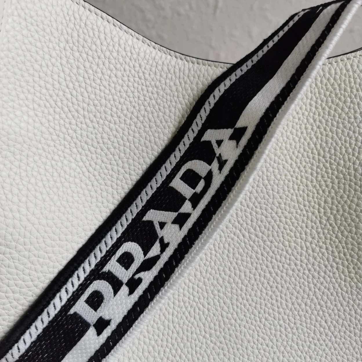 Prada Hobo Bag in White Grained Leather product view 8