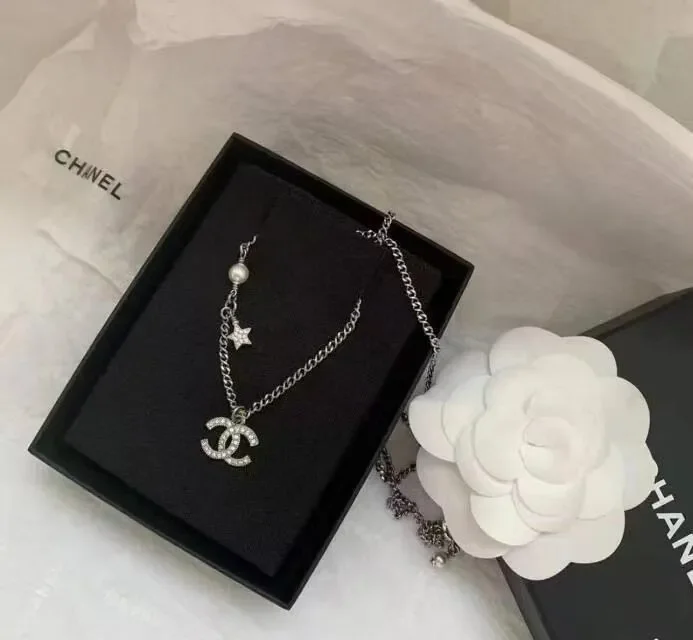 Chanel Star CC Long Pendant Necklace Silver-Tone product view 1