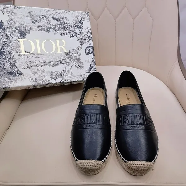 Dior Granville Espadrilles In Black Embossed Lambskin product view 2