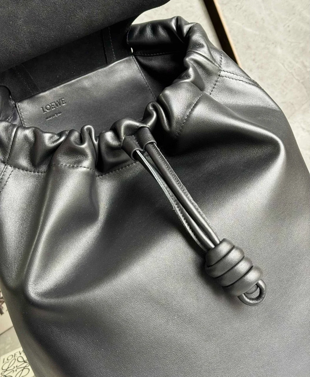 Loewe Flamenco Backpack in Black Supple Calfskin product view 5