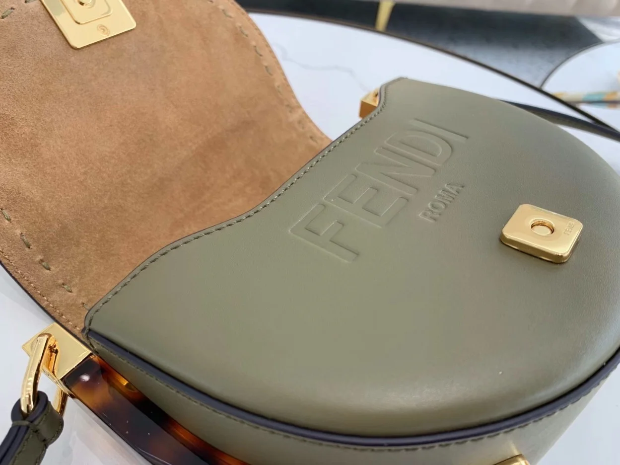 Fendi Moonlight Saddle Bag In Green Calfskin product view 7