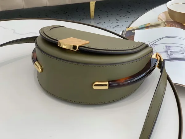 Fendi Moonlight Saddle Bag In Green Calfskin product view 2