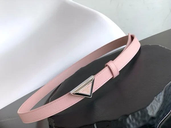 Prada Triangular Buckle Belt 25MM in Pink Saffiano Leather product view 4