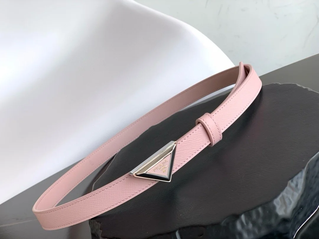 Prada Triangular Buckle Belt 25MM in Pink Saffiano Leather product view 4