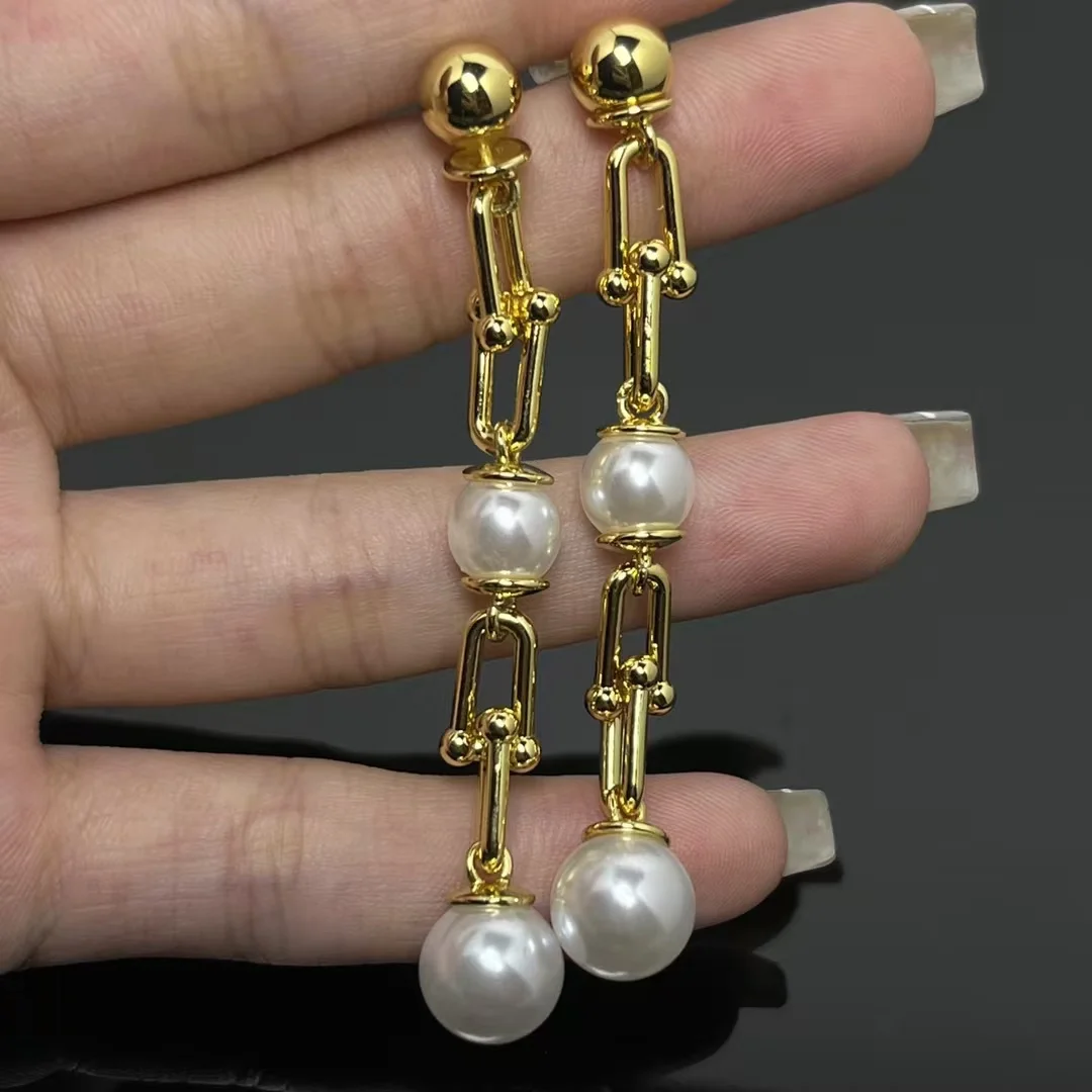 Tiffany & Co. HardWear Triple Drop Pearl-Effect Earrings Gold-Tone product view 2