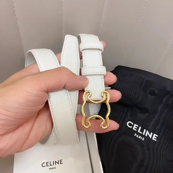 Celine Medium Triomphe Frame Belt 25MM in White Calfskin product view 8