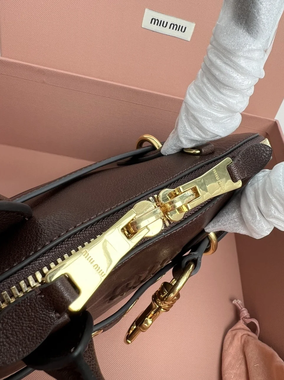 Miu Miu Aventure Small Top-handle Bag in Briarwood Nappa Leather product view 4