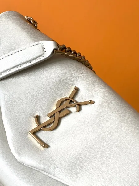 Saint Laurent Calypso Shoulder Bag In White Lambskin product view 3