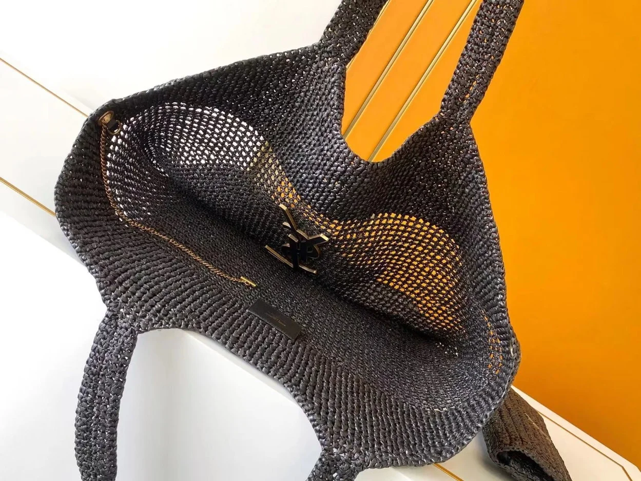 Saint Laurent Icare Maxi Tote Bag in Black Raffia product view 10