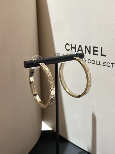 Chanel Large CC Hoop Earrings Gold-Tone product photo