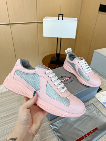 Prada America’s Cup Sneakers in Pink Rubber and Bike Fabric product view 4