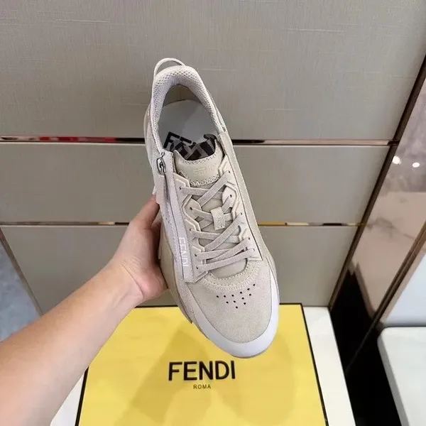 Fendi Beige/Black Flow Low-Top Sneakers product view 4