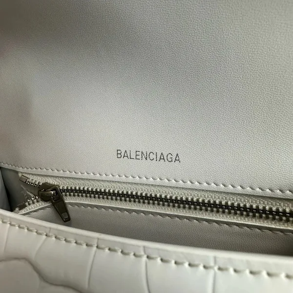 Balenciaga Hourglass Small Bag in White Croc-Embossed Calfskin product view 8