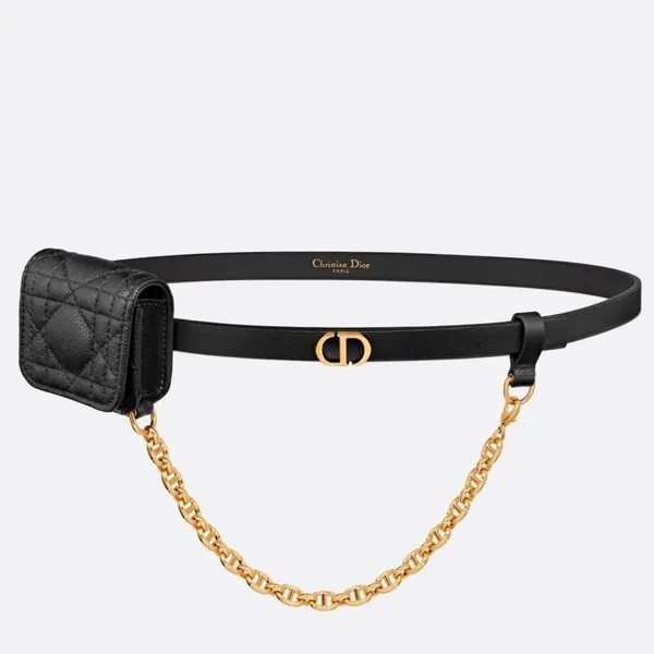 Dior Caro 15MM Belt with Removable Pouch in Black Calfskin product photo