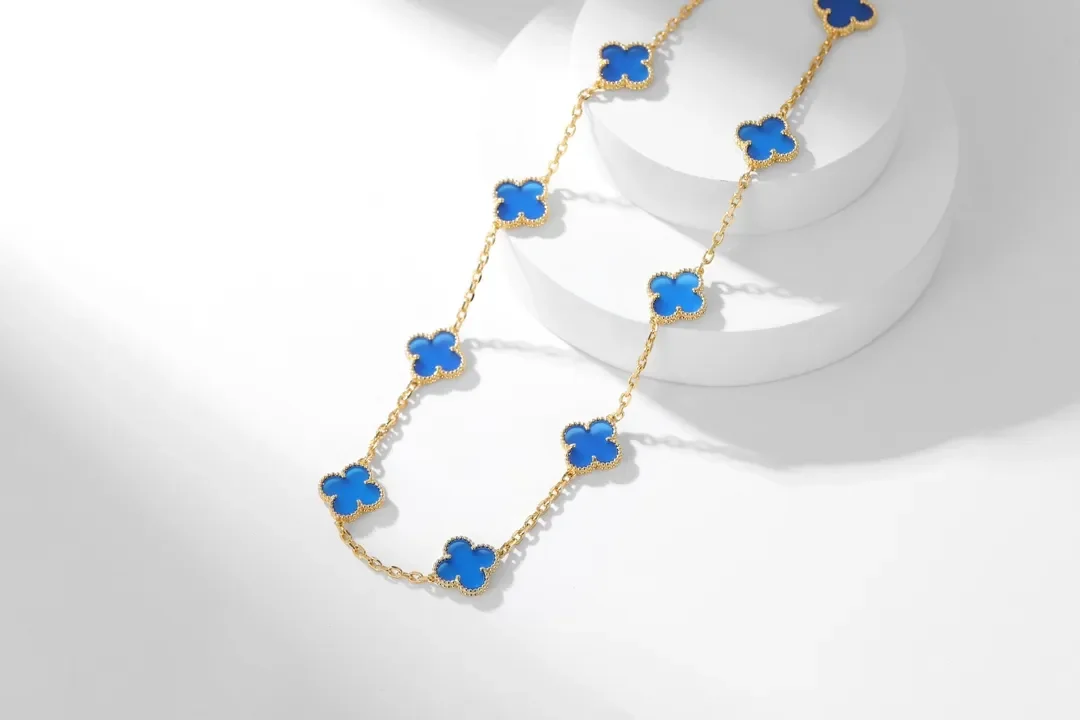 Van Cleef & Arpels Alhambra Blue Ten-Motif Gold-Tone Necklace product view 5