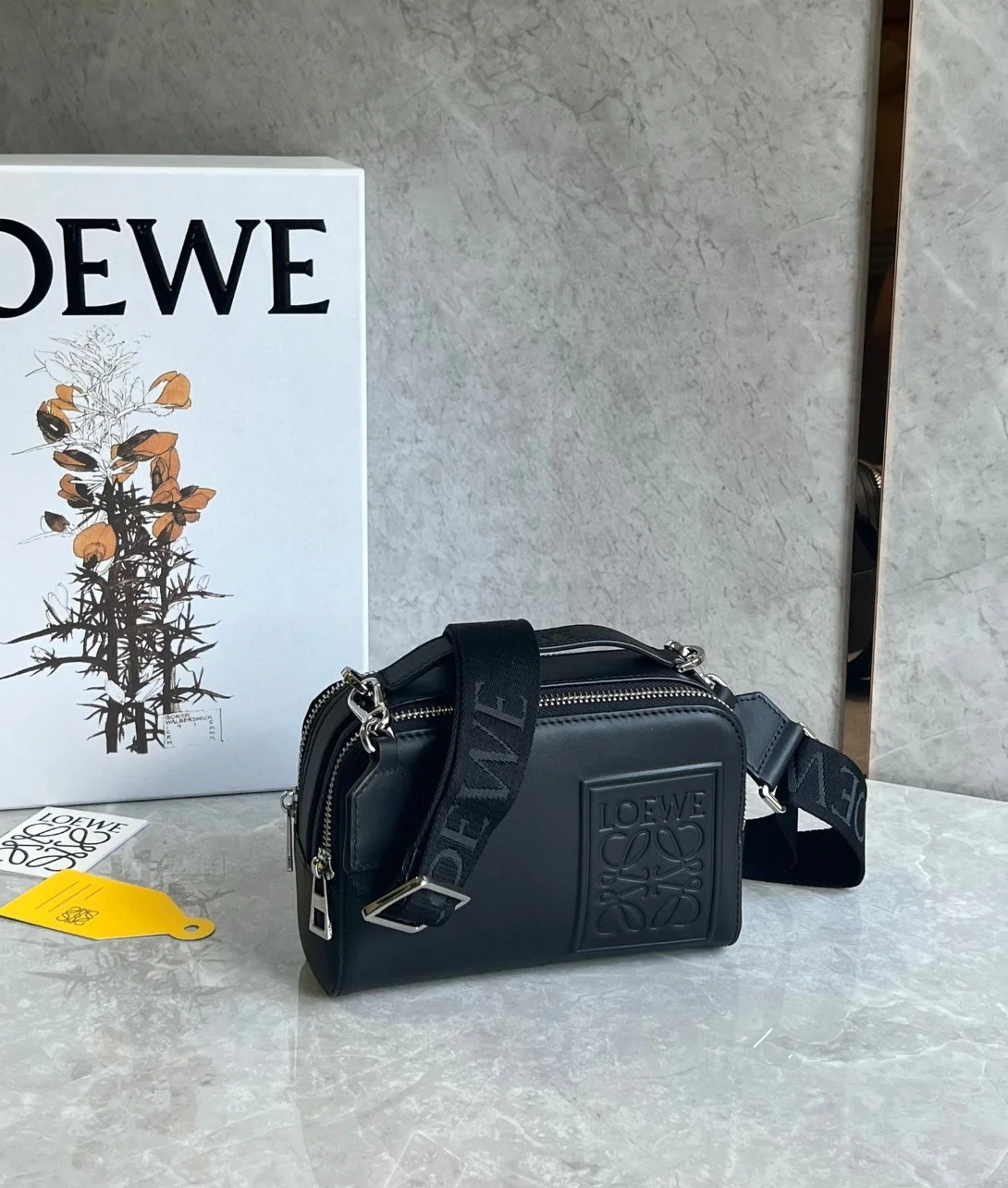 Loewe Mini Camera Crossbody Bag in Black Calfskin product view 4