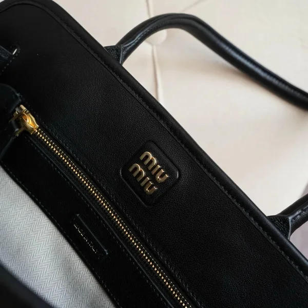 Miu Miu Aventure Large Shopper Bag in Black Nappa Leather product view 9