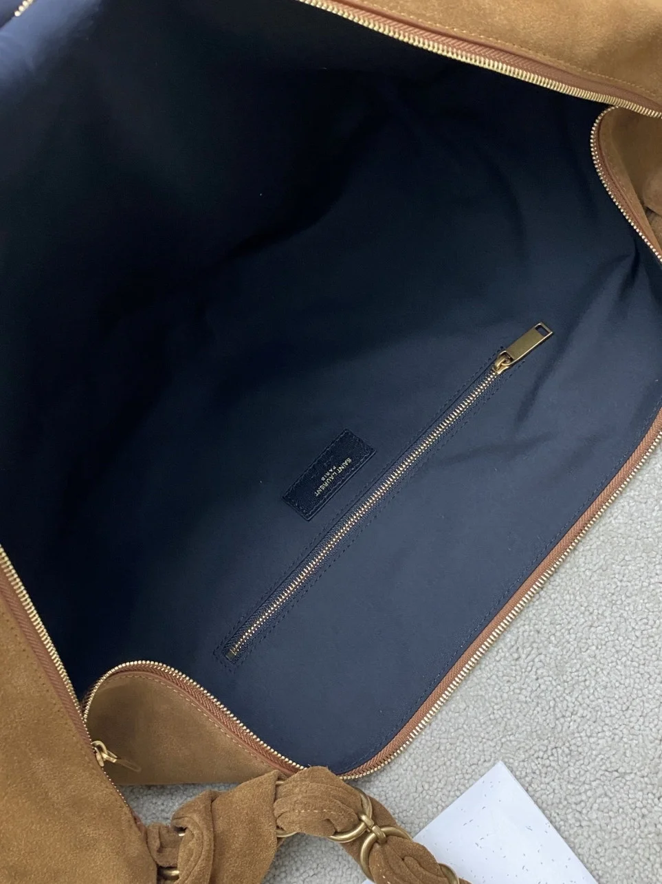Saint Laurent Amalia Hobo Bag in Brown Suede Calfskin product view 9