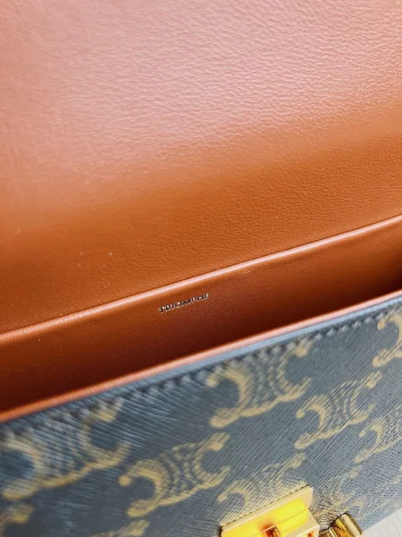Celine Claude Shoulder Bag in Black Triomphe Canvas product view 9