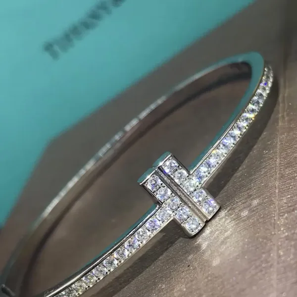 Tiffany & Co. Double T Full Pavé-Effect Bangle Silver-Tone product photo