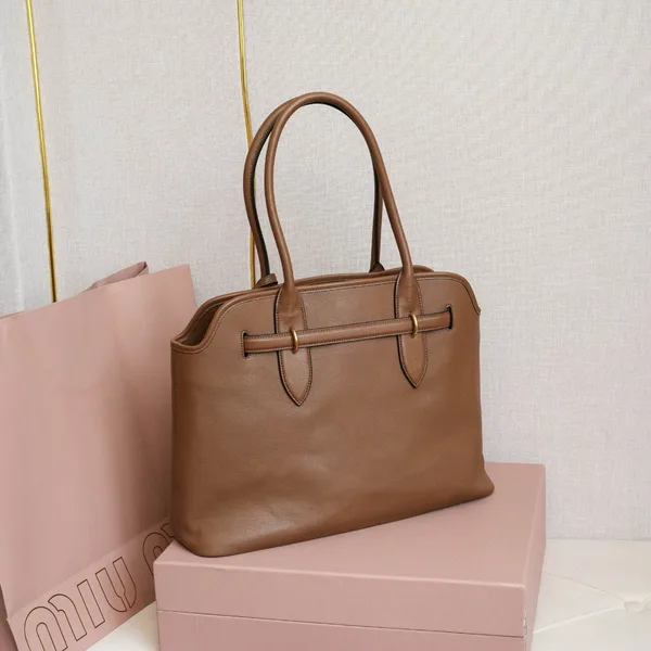 Miu Miu Aventure Large Shopper Bag in Brown Nappa Leather product view 10