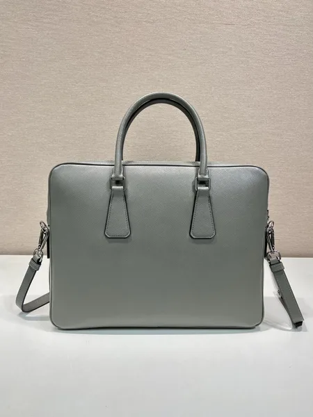 Prada Briefcase in Grey Saffiano Leather product view 2