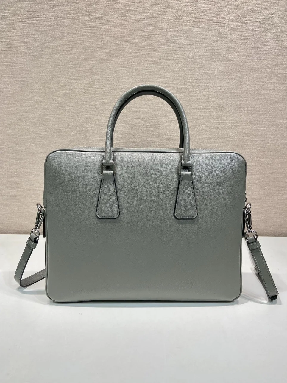 Prada Briefcase in Grey Saffiano Leather product view 2
