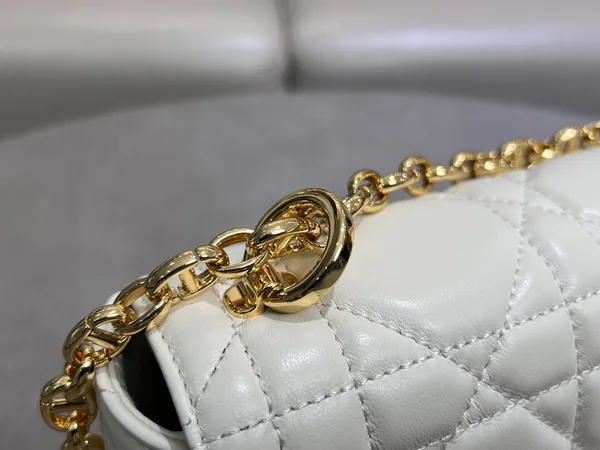 Medium Soft Dior Caro Bag — White with Gold-Tone Hardware product view 6