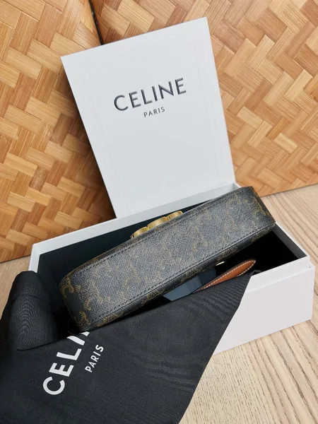 Celine Claude Shoulder Bag in Black Triomphe Canvas product view 2