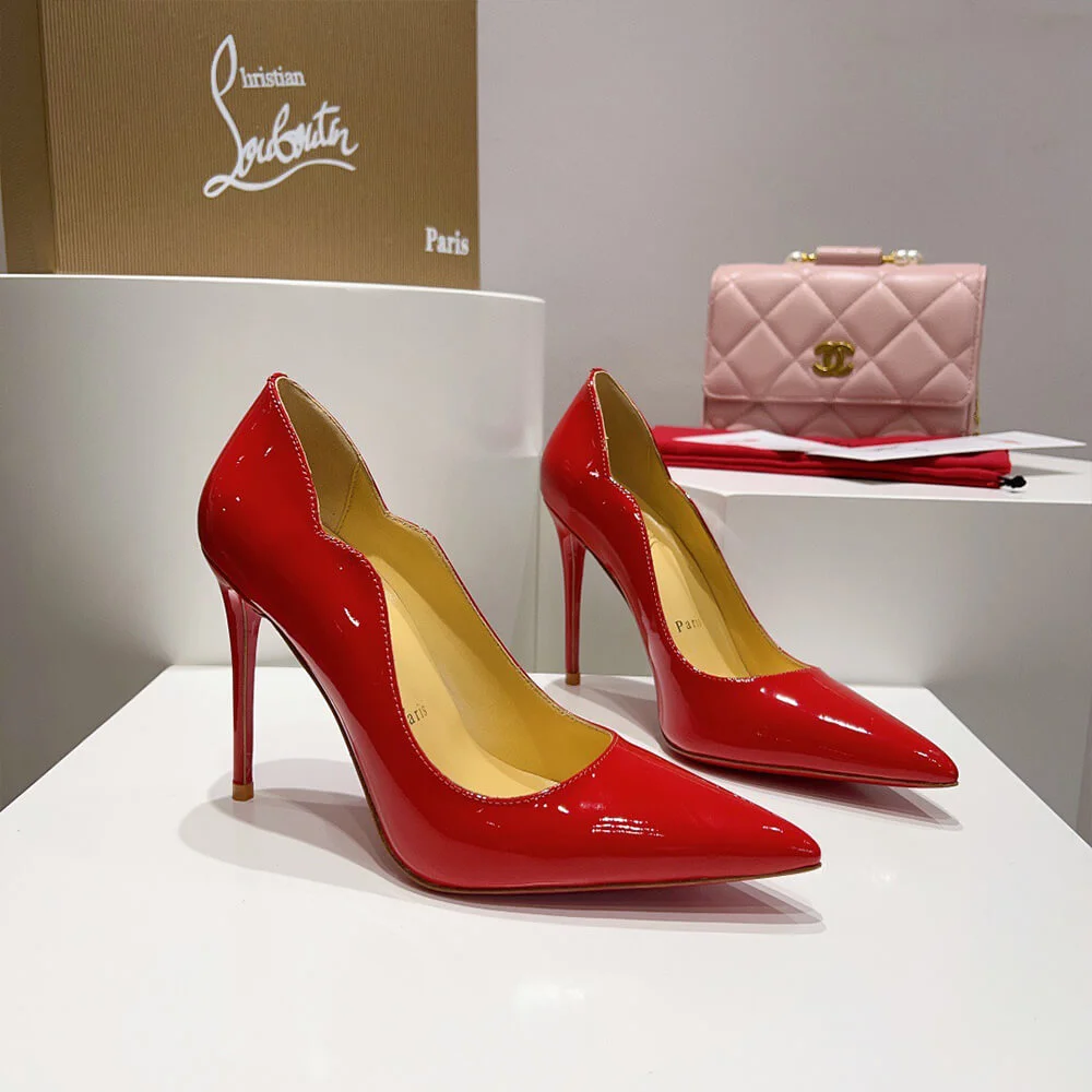 Christian Louboutin Hot Chick Scalloped Patent Pumps Red product view 4