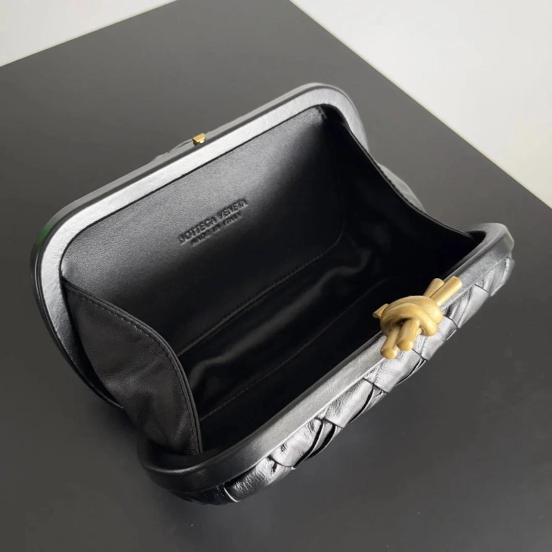 Bottega Veneta Knot Minaudiere Clutch In Black Foulard Intreccio Leather product view 6