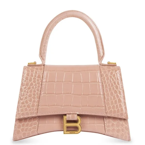 Balenciaga Hourglass Small Bag in Nude Croc-Embossed Calfskin product photo