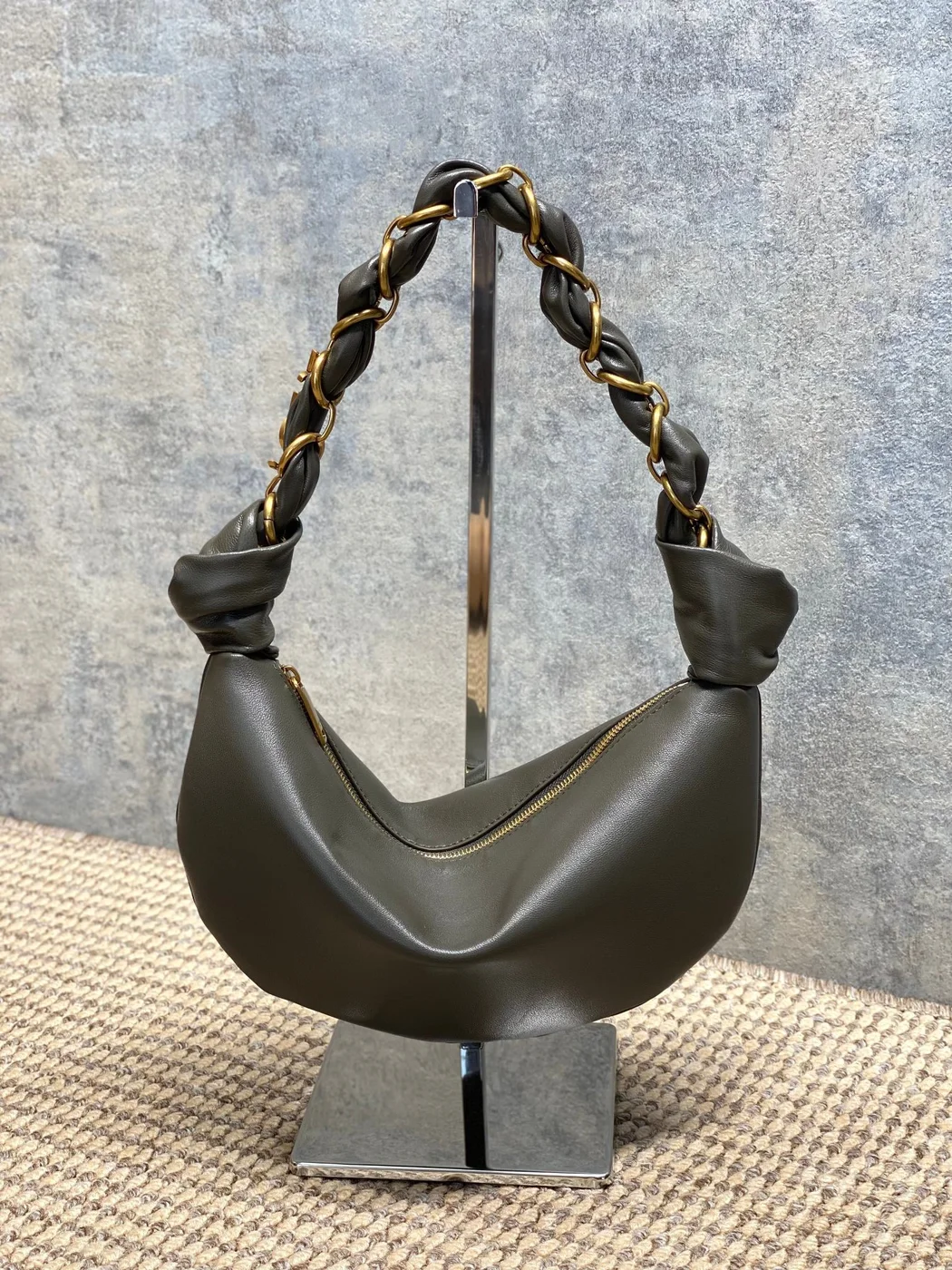 Saint Laurent Amalia Mini Hobo Bag — Olive product view 3