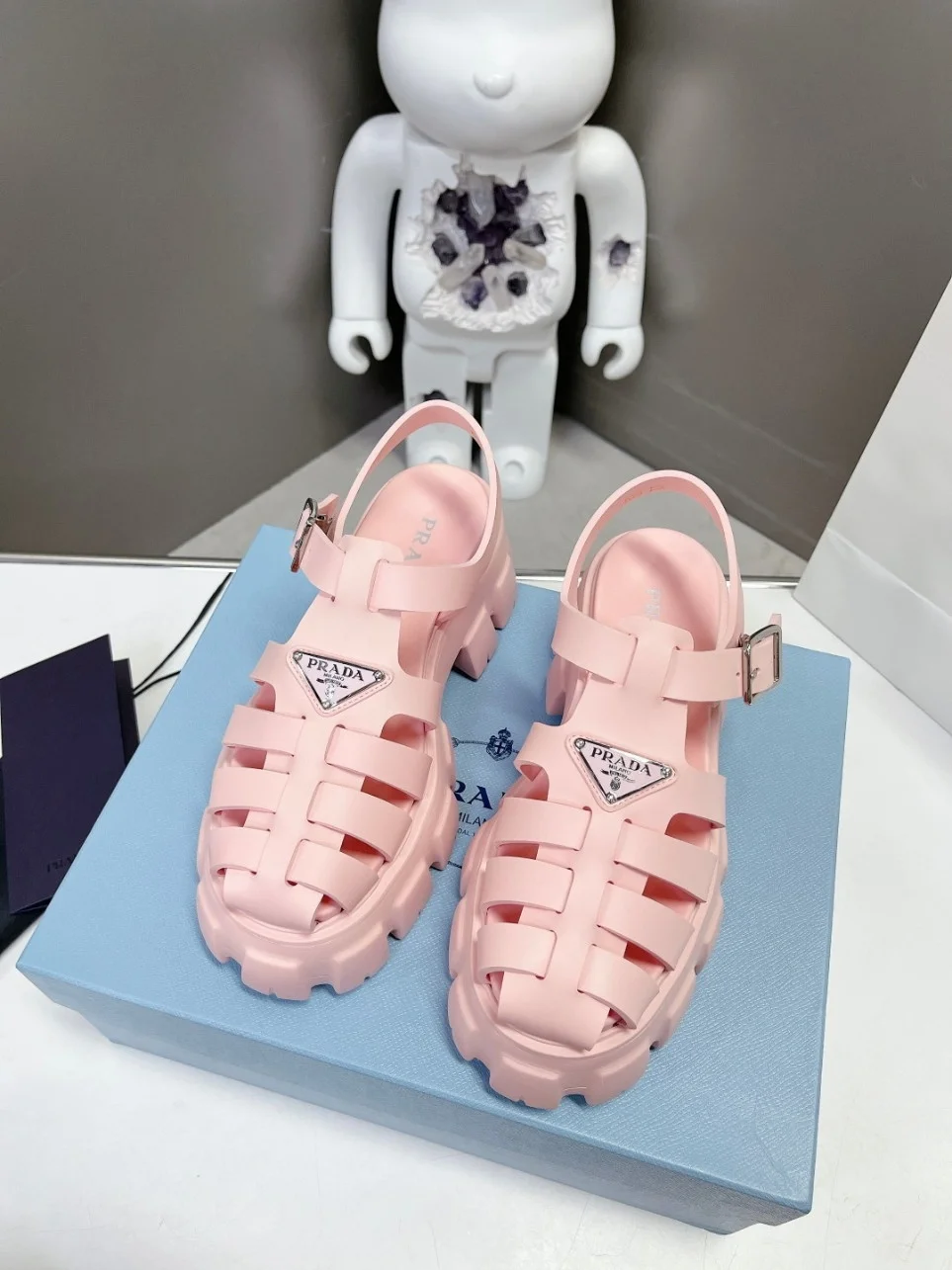 Prada Foam Sandals in Light Pink Rubber product view 3