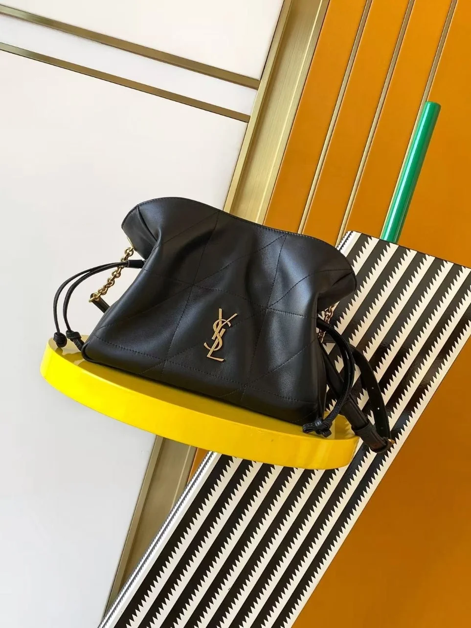 Saint Laurent Jamie Shoulder Pouch in Black Lambskin product view 4