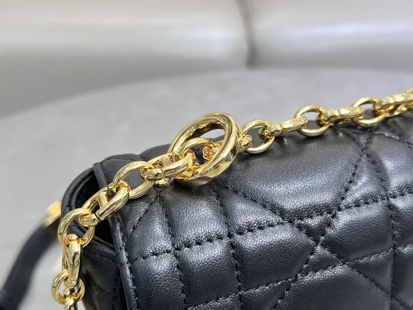 Medium Soft Dior Caro Bag — Black with Gold-Tone Hardware product view 6