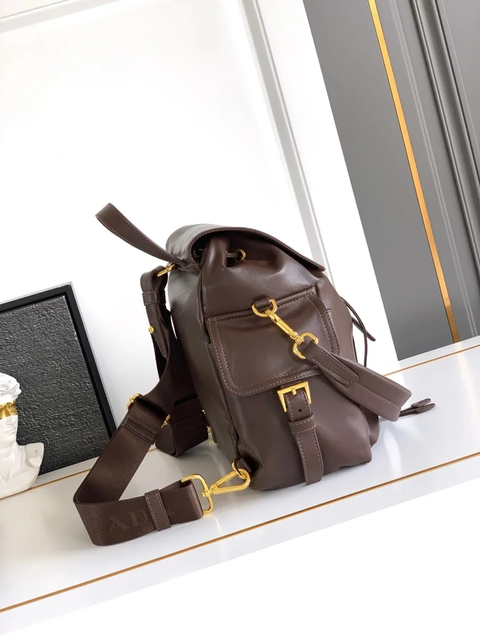 Prada Explore Medium Backpack in Sienna Nappa Leather product view 8