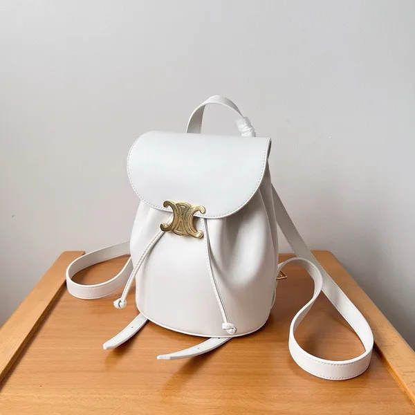 Celine Bonnie Backpack in White Calfskin product view 11