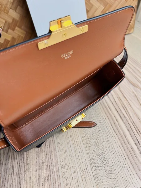 Celine Claude Shoulder Bag in Black Triomphe Canvas product view 7