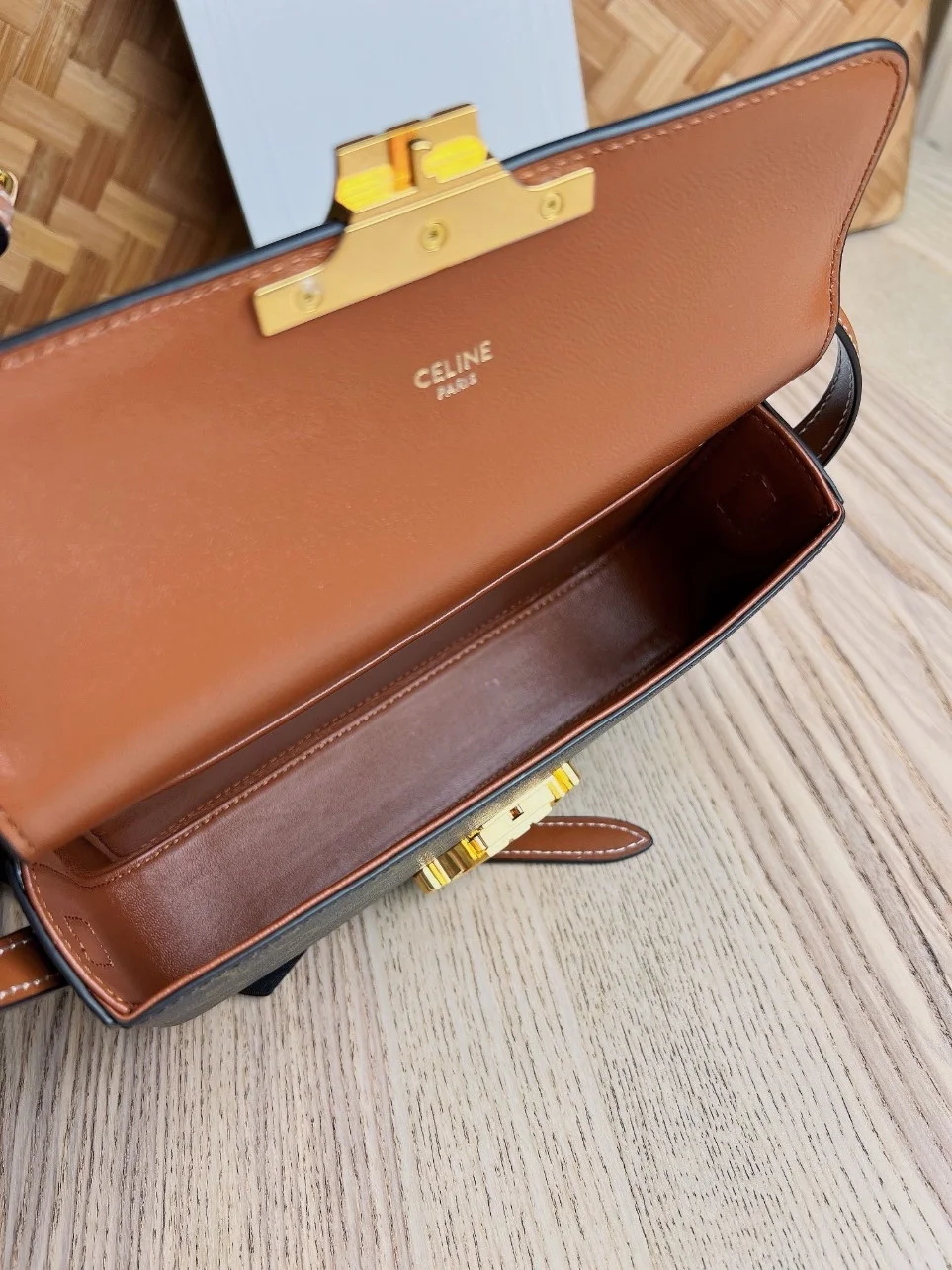 Celine Claude Shoulder Bag in Black Triomphe Canvas product view 7