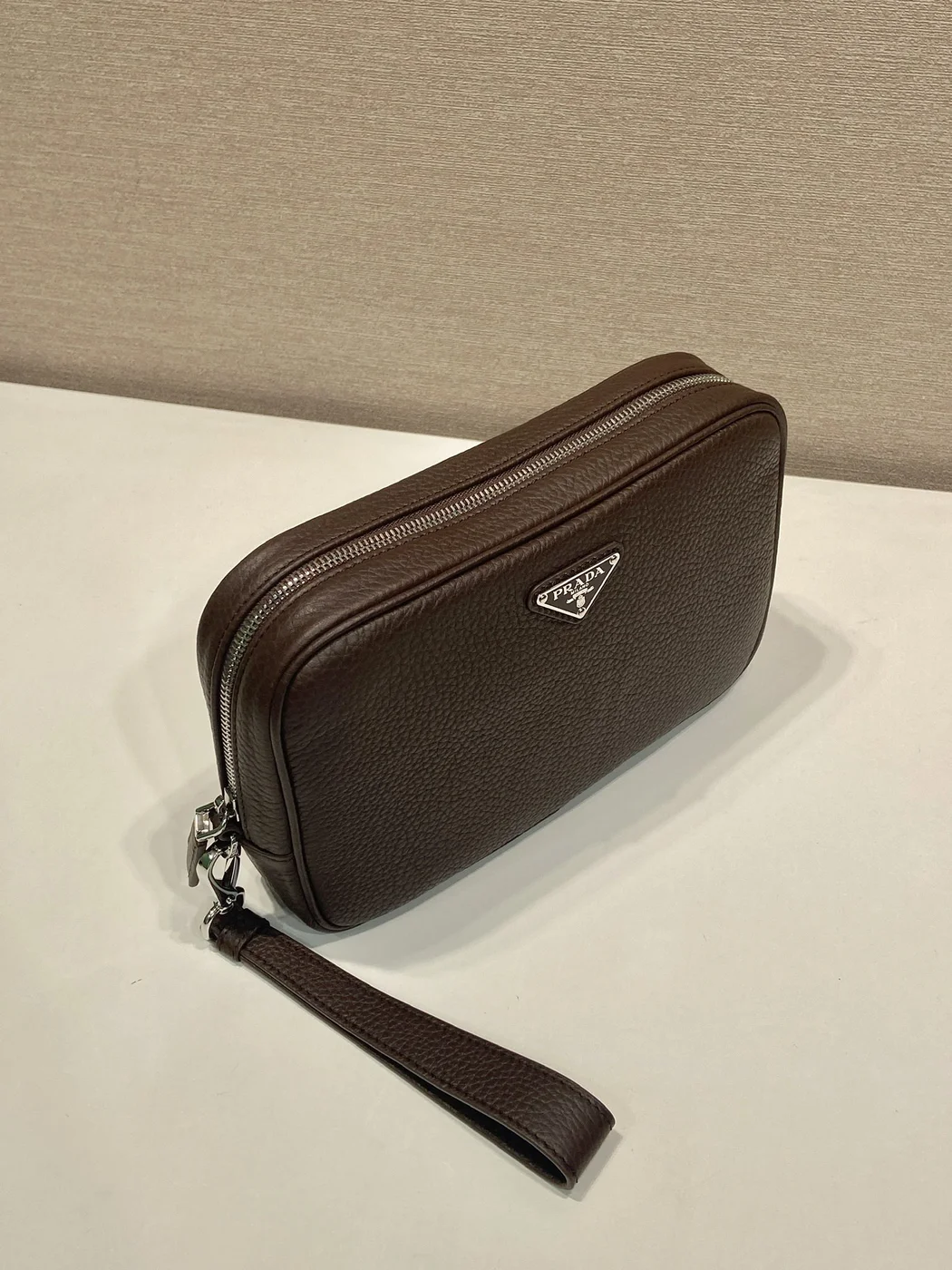 Prada Leather Pouch — Grey product view 3