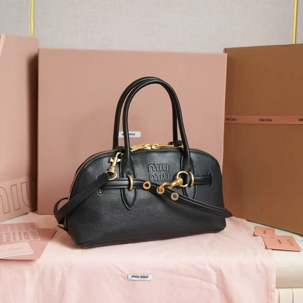 Miu Miu Aventure Medium Top-handle Bag in Black Nappa Leather product view 3