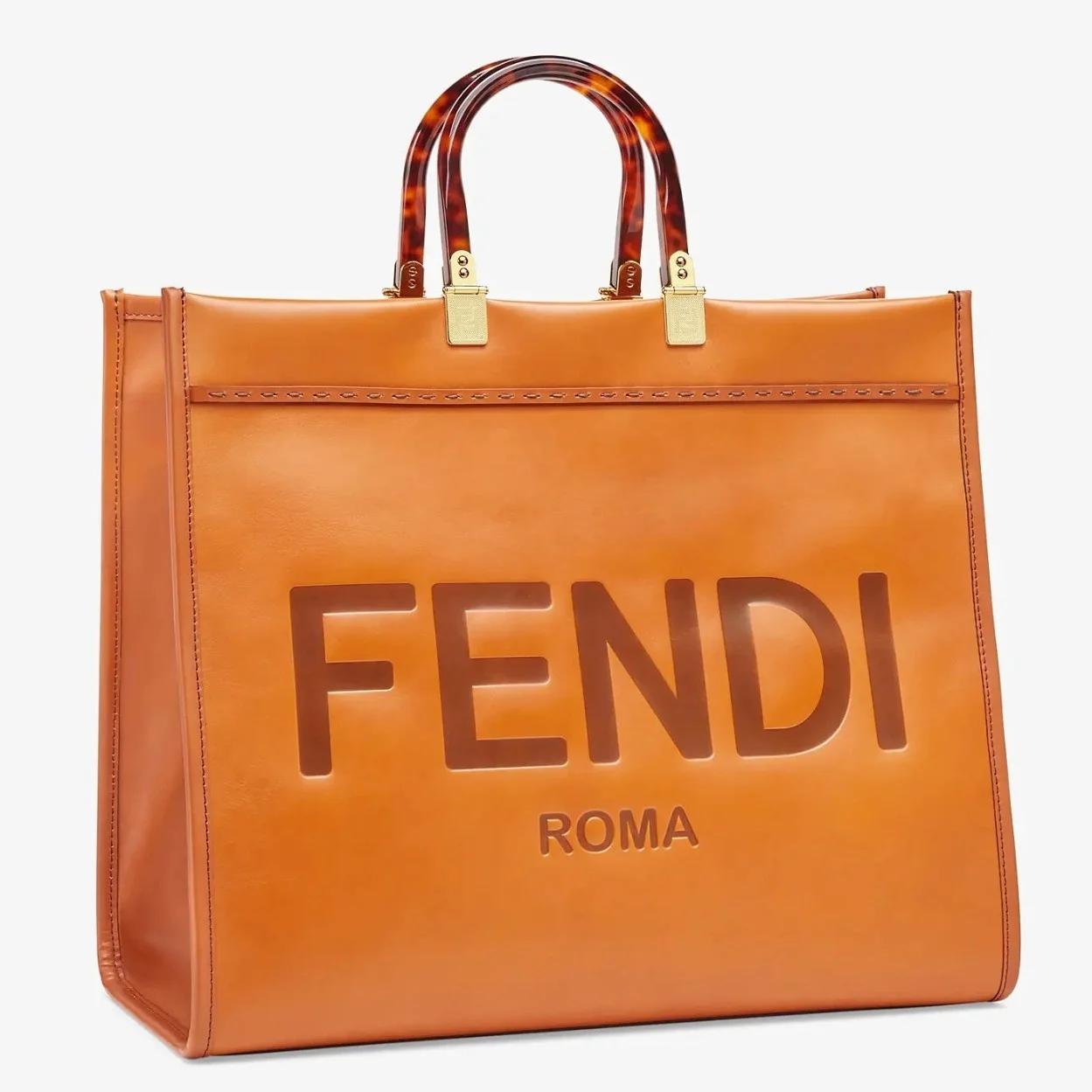 Fendi Sunshine Large Tote Bag In Brown Calfskin product view 1