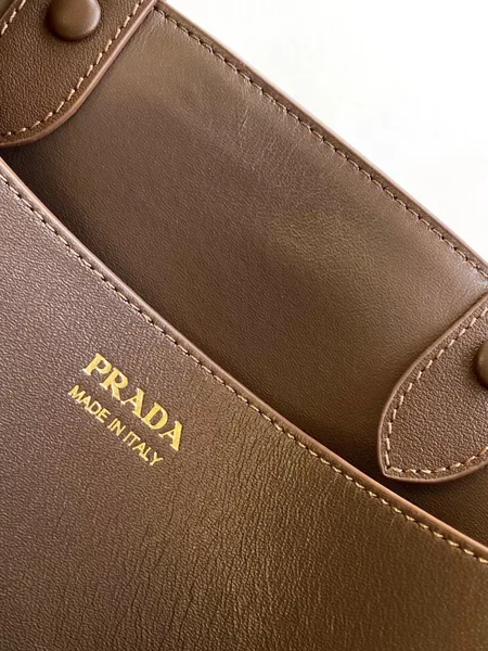 Prada Buckle Large Handbag with Belt in Cocoa Suede Calfskin product view 4