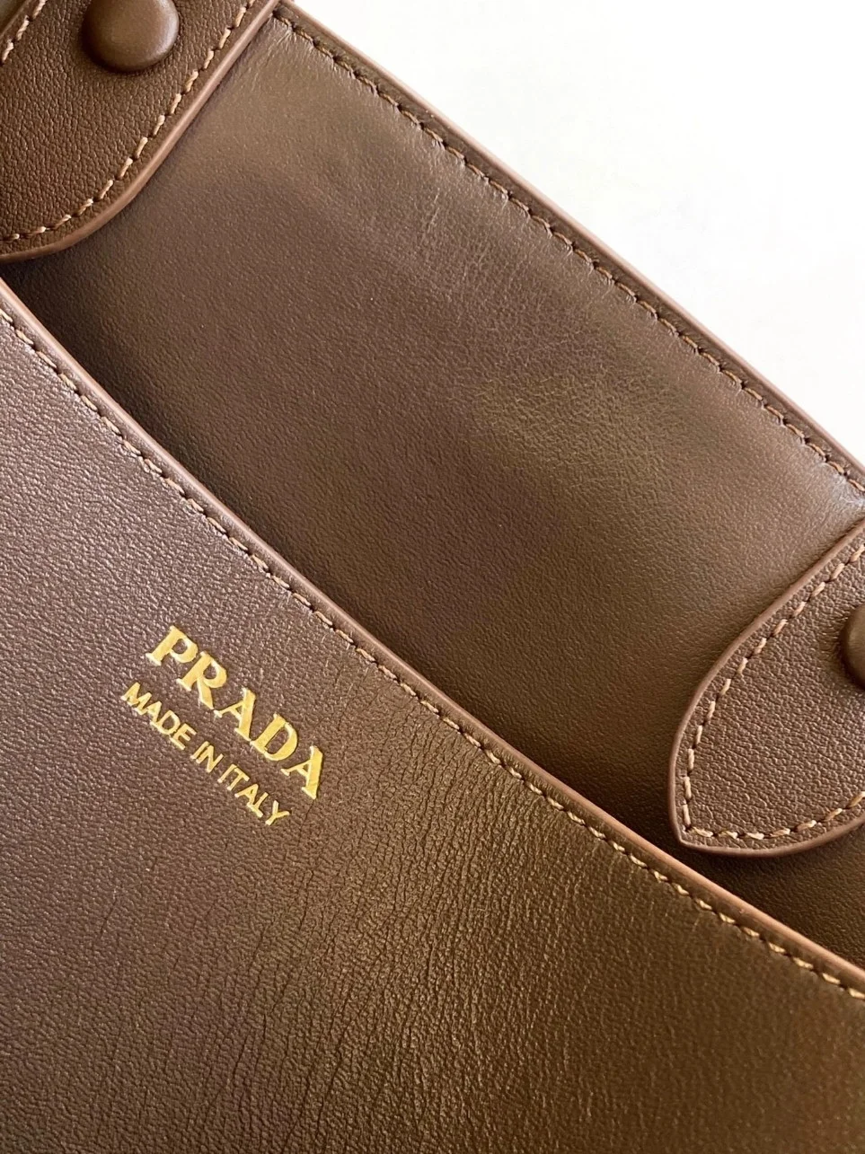 Prada Buckle Large Handbag with Belt in Cocoa Suede Calfskin product view 4